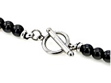 Black Onyx & Tigers Eye Beaded Celtic Silver Tone Necklace