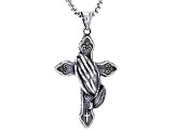 Stainless Steel "Praying Hands" Cross Pendant With Chain