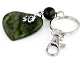 Green Connemara Marble Silver Tone Heart Shape Key Chain