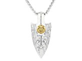 Two Tone Stainless Steel Arrowhead Pendant With Chain