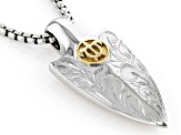 Two Tone Stainless Steel Arrowhead Pendant With Chain