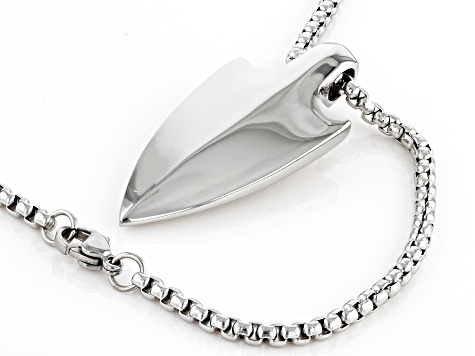 Two Tone Stainless Steel Arrowhead Pendant With Chain