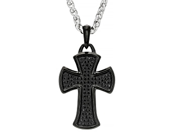 Picture of Black Stainless Steel Cross Pendant With Chain