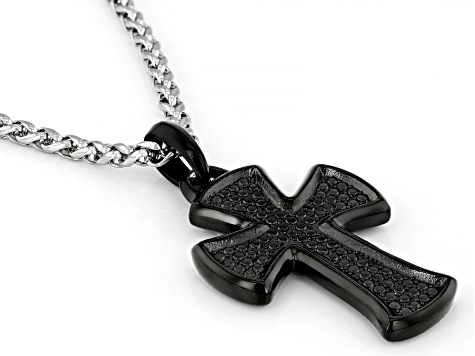 Black Stainless Steel Cross Pendant With Chain
