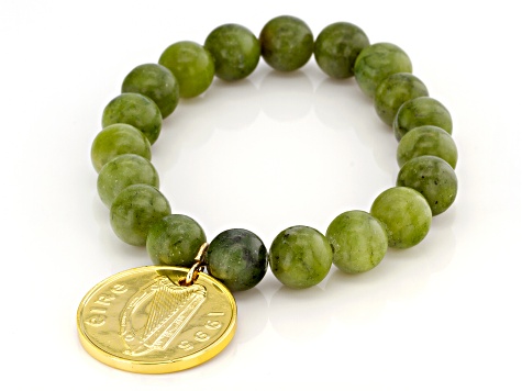 Green Connemara Marble Stretch Bracelet - IRW116 | JTV.com