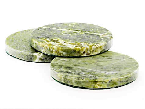 Green Connemara Marble Stone 3 Coaster Set