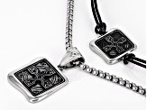 Celtic Cross Stainless Steel Pendant/Chain & Leather Bracelet Set