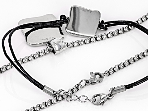 Celtic Cross Stainless Steel Pendant/Chain & Leather Bracelet Set