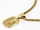 Dragon Gold Tone Stainless Steel Pendant With Chain
