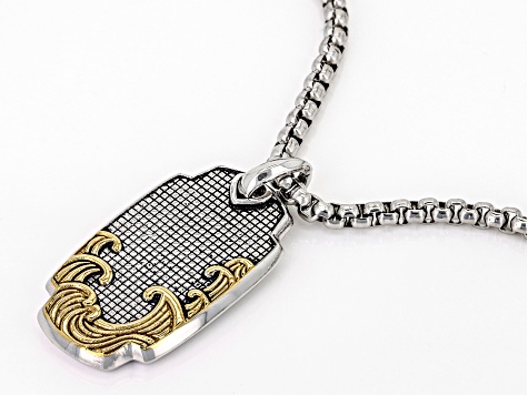 Two-Toned Stainless Steel Pendant With Chain