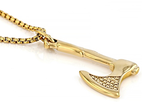 Gold Tone Stainless Steel Axe Pendant With Chain