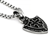 Black Glass Stainless Steel "Protection Shield" Pendant With Chain