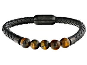 Tiger's Eye Celtic Braid Leather Bracelet