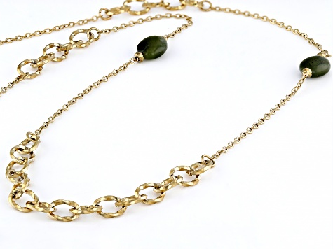 Connemara Marble Gold Tone Link Necklace