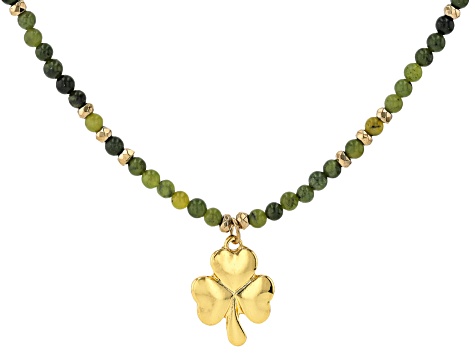 Connemara Marble Beaded Gold Tone Necklace