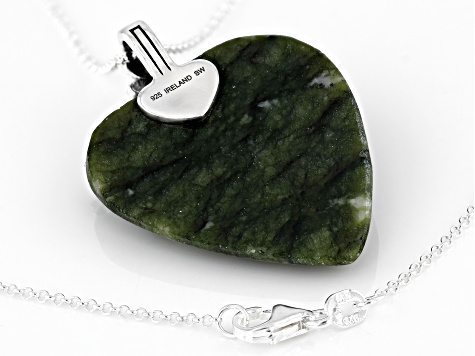 Connemara Marble Sterling Silver Shamrock Pendant With Chain