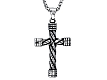 Picture of Stainless Steel Rope Cross Pendant With Chain