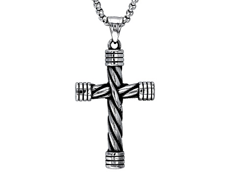 Stainless Steel Rope Cross Pendant With Chain