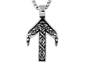 Stainless Steel Viking Arrowhead Pendant With Chain