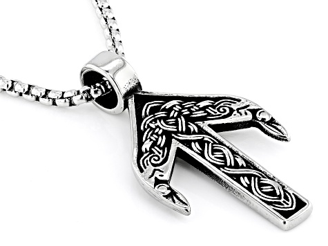 Stainless Steel Viking Arrowhead Pendant With Chain