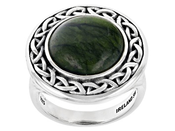 Picture of Connemara Marble Sterling Silver Celtic Knot Solitaire Ring