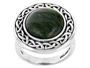 Connemara Marble Sterling Silver Celtic Knot Solitaire Ring