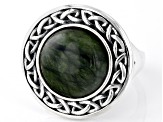 Connemara Marble Sterling Silver Celtic Knot Solitaire Ring