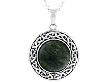 Picture of Connemara Marble Sterling Silver Solitaire Celtic Knot Pendant With Chain