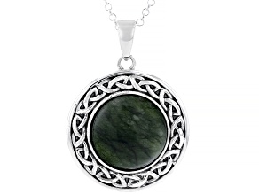 Connemara Marble Sterling Silver Solitaire Celtic Knot Pendant With Chain