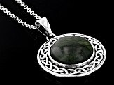 Connemara Marble Sterling Silver Solitaire Celtic Knot Pendant With Chain