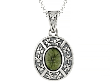 Picture of Connemara Marble Sterling Silver Shamrock Pendant With Chain