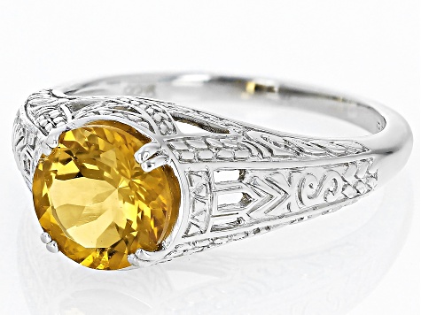 Orange Citrine Rhodium Over Sterling Silver Solitaire Ring 1.54ct