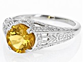Orange Citrine Rhodium Over Sterling Silver Solitaire Ring 1.54ct