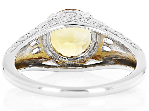 Orange Citrine Rhodium Over Sterling Silver Solitaire Ring 1.54ct