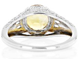 Orange Citrine Rhodium Over Sterling Silver Solitaire Ring 1.54ct