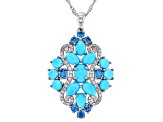 Blue Sleeping Beauty Turquoise Rhodium Over Silver Pendant With Chain