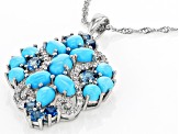 Blue Sleeping Beauty Turquoise Rhodium Over Silver Pendant With Chain