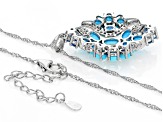 Blue Sleeping Beauty Turquoise Rhodium Over Silver Pendant With Chain