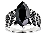 Black Spinel Rhodium Over Sterling silver Ring 4.58ctw