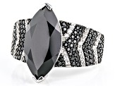 Black Spinel Rhodium Over Sterling silver Ring 4.58ctw