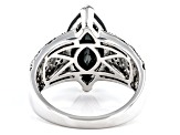 Black Spinel Rhodium Over Sterling silver Ring 4.58ctw