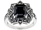 Black Spinel Sterling Silver Ring 3.23ctw