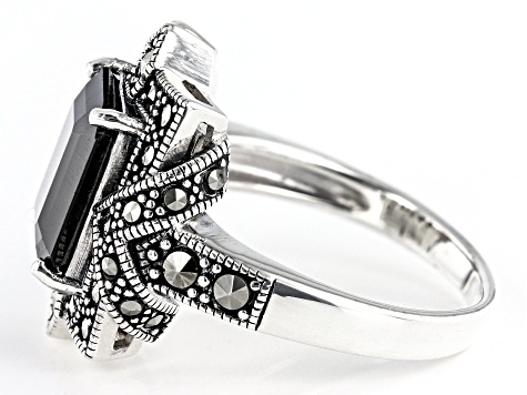 Black Spinel Sterling Silver Ring 3.23ctw