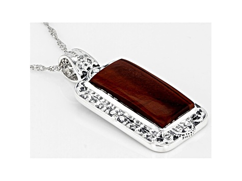 Mahogany Tigers Eye Sterling Silver Pendant With Chain