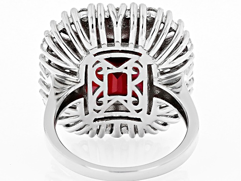 Red Lab Created Ruby Rhodium Over Silver Ring 8.85ctw