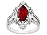 Red Lab Created Ruby Rhodium Over Silver Ring 3.11ctw