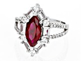 Red Lab Created Ruby Rhodium Over Silver Ring 3.11ctw