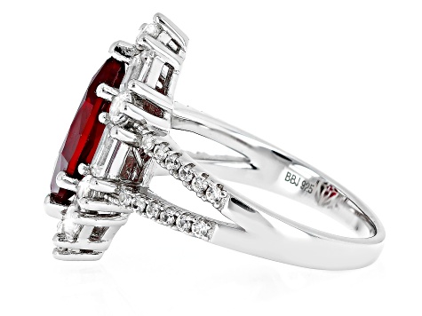 Red Lab Created Ruby Rhodium Over Silver Ring 3.11ctw