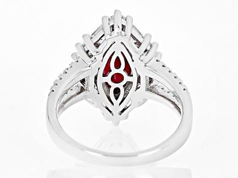 Red Lab Created Ruby Rhodium Over Silver Ring 3.11ctw