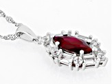Lab Created Ruby Rhodium Over Silver Pendant With Chain 2.90ctw